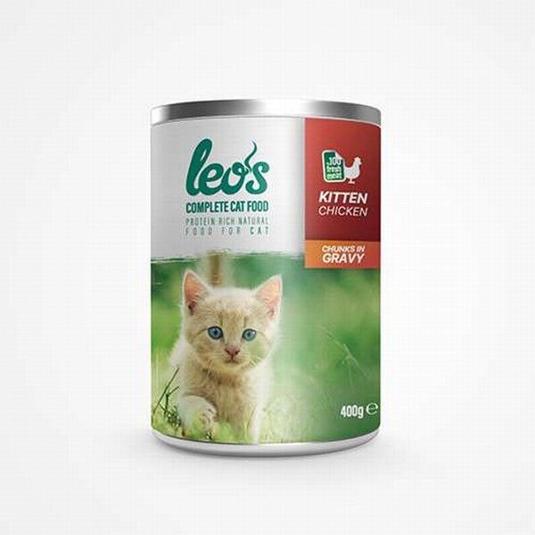 Leos Tavuk Parça Etli Soslu Yavru Kedi Konservesi 6 Adet 400 Gr