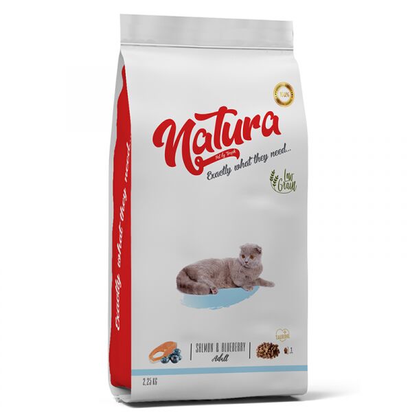 Natura Düşük Tahıllı Somon _ Yaban Mersini Yetişkin Kedi Maması 2,25Kg