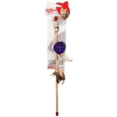 Natura Uzun Tüylü Bambu Top Kedi Olta Oyuncak 40 Cm