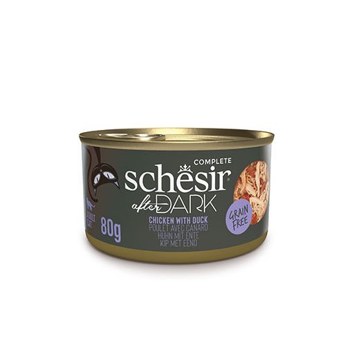 Schesir After Dark Sos İçinde Tavuk Etli ve Ördek Etli Tahılsız Yetişkin Kedi Konservesi 80 Gr
