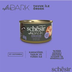Schesir After Dark Sos İçinde Tavuk Etli ve Ördek Etli Tahılsız Yetişkin Kedi Konservesi 80 Gr