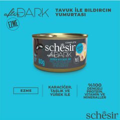 Schesir After Dark Pate Tavuk Etli ve Bıldırcın Yumurtalı Tahılsız Yetişkin Kedi Konservesi 80 Gr