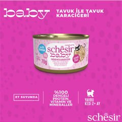 Schesir Babycat Tavuklu ve Ciğerli Tahılsız Yavru Kedi Konservesi 70 Gr