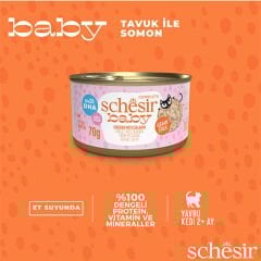 Schesir Babycat Tavuklu ve Somon Balıklı Tahılsız Yavru Kedi Konservesi 70 Gr