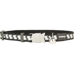 Reddingo Reflektörlü Ziggy Desenli Kedi Boyun Tasması 12mm / 20-32 cm Siyah