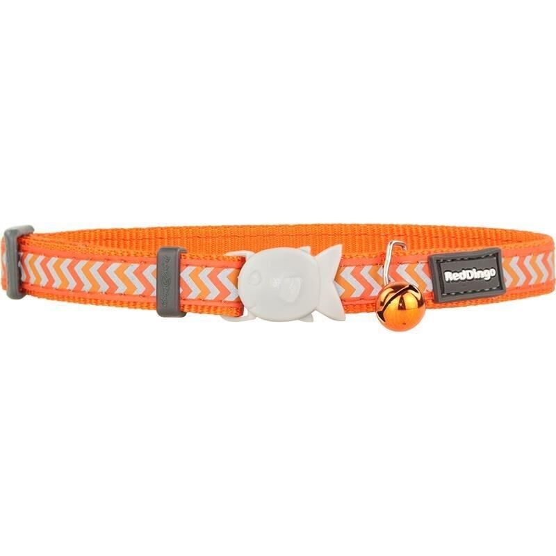Reddingo Reflektörlü Ziggy Desenli Kedi Boyun Tasması 12mm / 20-32 cm Turuncu