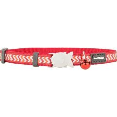 Reddingo Reflektörlü Ziggy Desenli Kedi Boyun Tasması 12mm / 20-32 cm Kırmızı