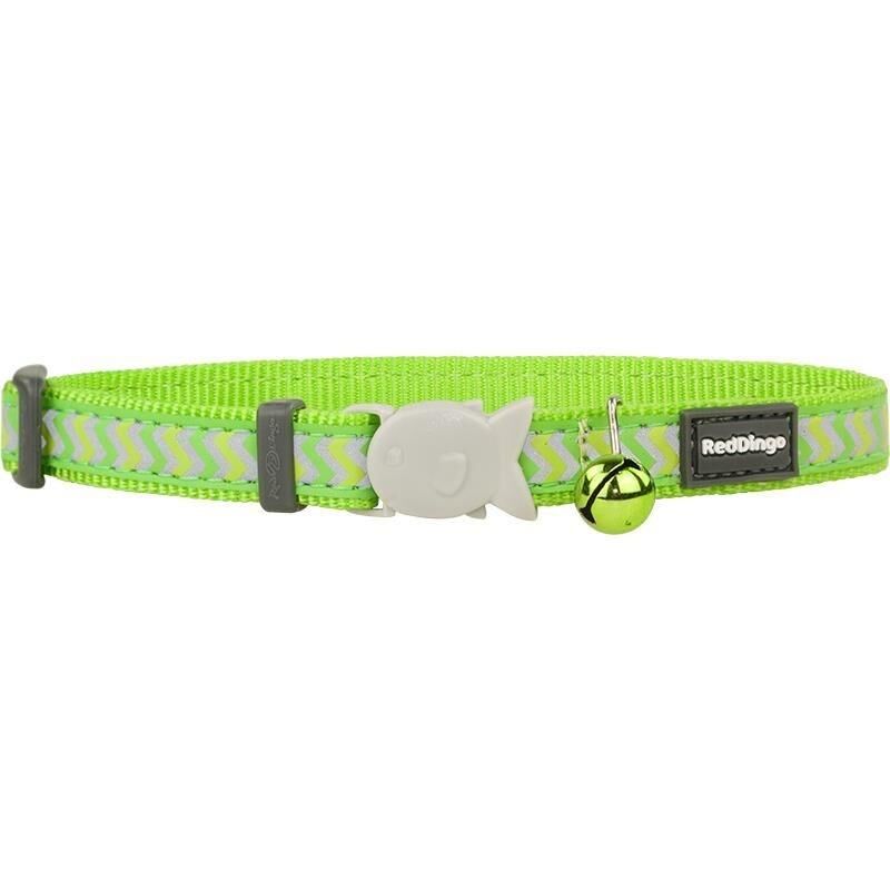 Reddingo Reflektörlü Ziggy Desenli Kedi Boyun Tasması 12mm / 20-32 cm Lime