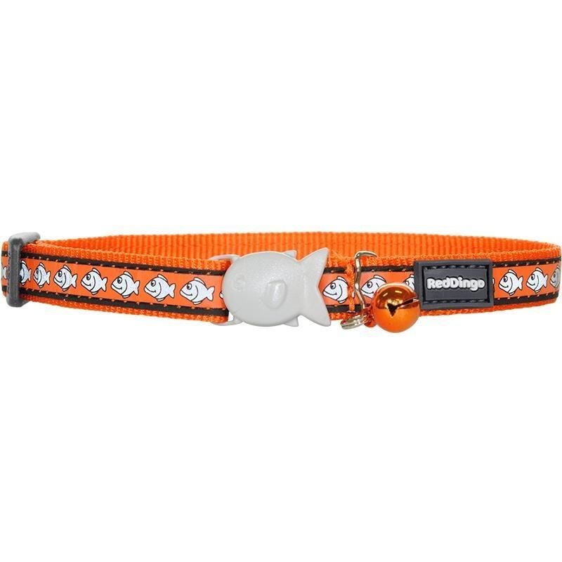 Reddingo Reflektörlü Balık Desenli Kedi Boyun Tasması 12mm / 20-32 cm Turuncu