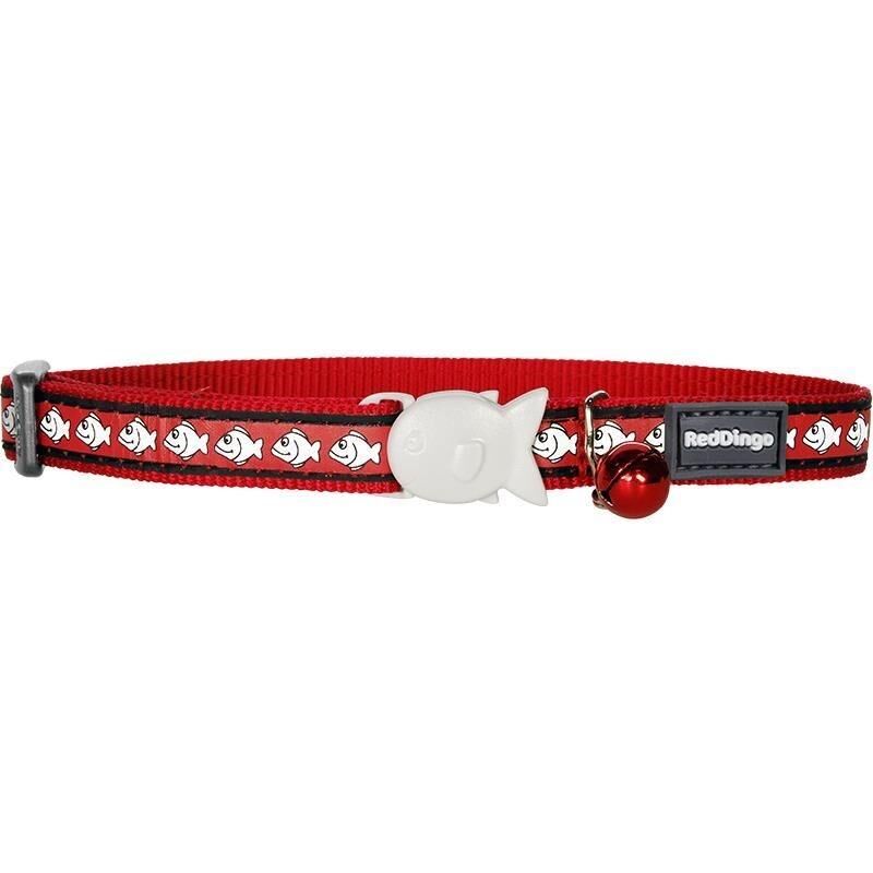 Reddingo Reflektörlü Balık Desenli Kedi Boyun Tasması 12mm / 20-32 cm Kırmızı