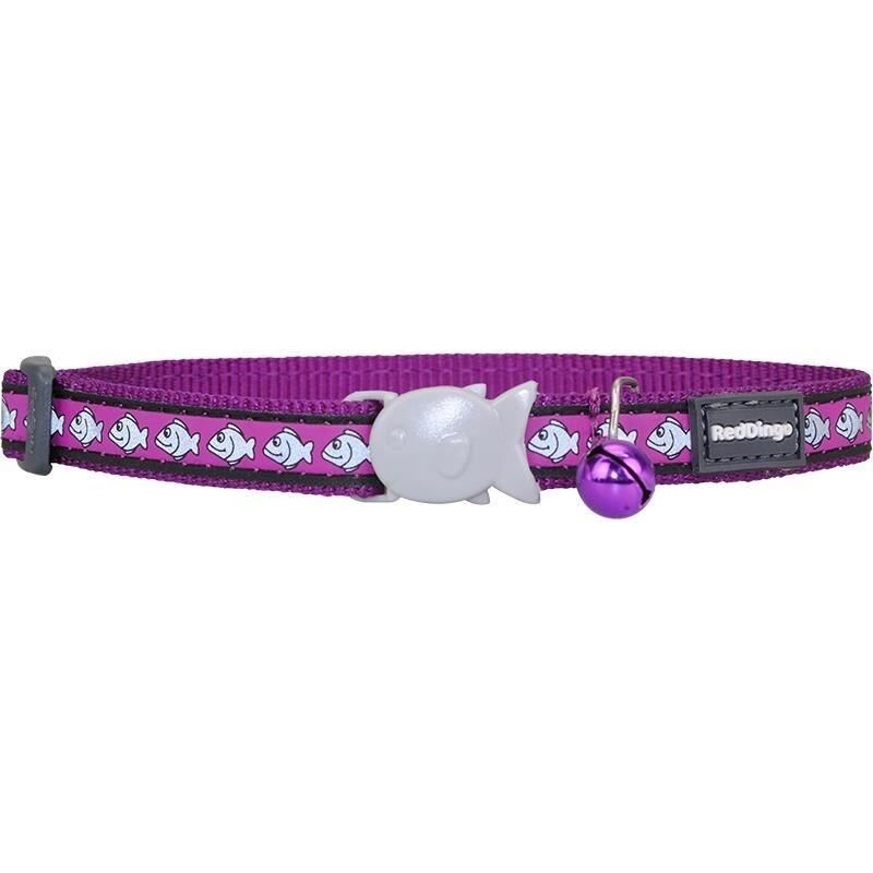Reddingo Reflektörlü Balık Desenli Kedi Boyun Tasması 12mm / 20-32 cm Mor