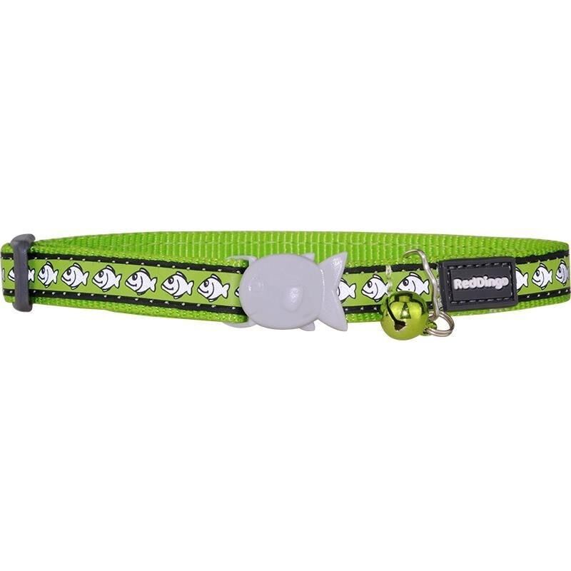 Reddingo Reflektörlü Balık Desenli Kedi Boyun Tasması 12mm / 20-32 cm Lime