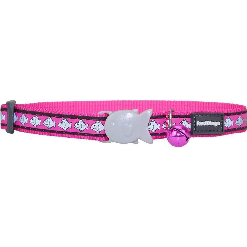 Reddingo Reflektörlü Balık Desenli Kedi Boyun Tasması 12mm / 20-32 cm Fusya