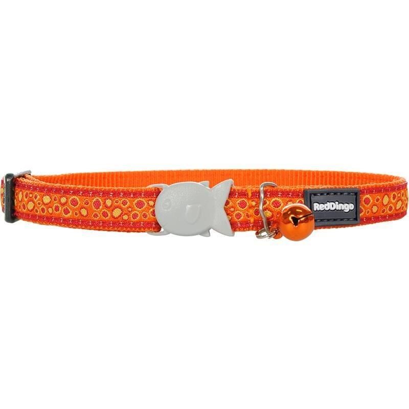 Reddingo Bedrock Desenli Kedi Boyun Tasması 12mm / 20-32 cm Turuncu