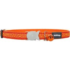 Reddingo Bedrock Desenli Kedi Boyun Tasması 12mm / 20-32 cm Turuncu