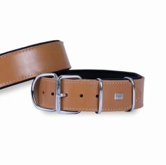 Doggie Çift Kat Deri Köpek Boyun Tasması Camel 5x55-65 Cm