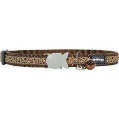 Reddingo Bedrock Desenli Kedi Boyun Tasması 12mm / 20-32 cm Kahverengi