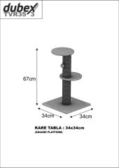 Dubex 34x34x67 cm Kedi Tırmalama Platformu Gri
