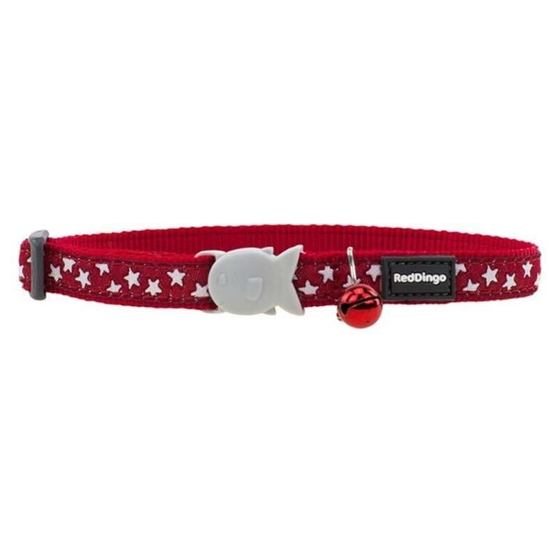 Reddingo Yıldız Desenli Kedi Boyun Tasması 12mm / 20-32 cm Kırmızı - 12 mm (Xs)