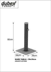 Dubex 39x39x80 cm Kedi Tırmalama Platformu Gri