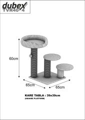 Dubex 65x65x60 cm Kedi Oyun ve Tırmalama Platformu Bej