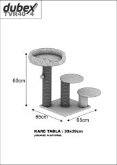 Dubex 65x65x60 cm Kedi Oyun ve Tırmalama Platformu Tarçın