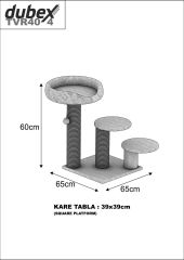 Dubex 65x65x60 cm Kedi Oyun ve Tırmalama Platformu Siyah