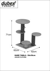 Dubex 62x62x71 cm Kedi Oyun ve Tırmalama Platformu Tarçın