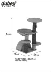 Dubex 60x65x84 cm Kedi Oyun Evi ve Tırmalama Platformu Tarçın