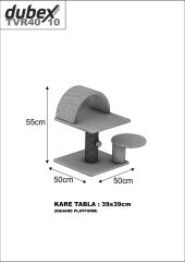 Dubex 50x50x55 cm Kedi Oyun Evi ve Tırmalama Platformu Gri