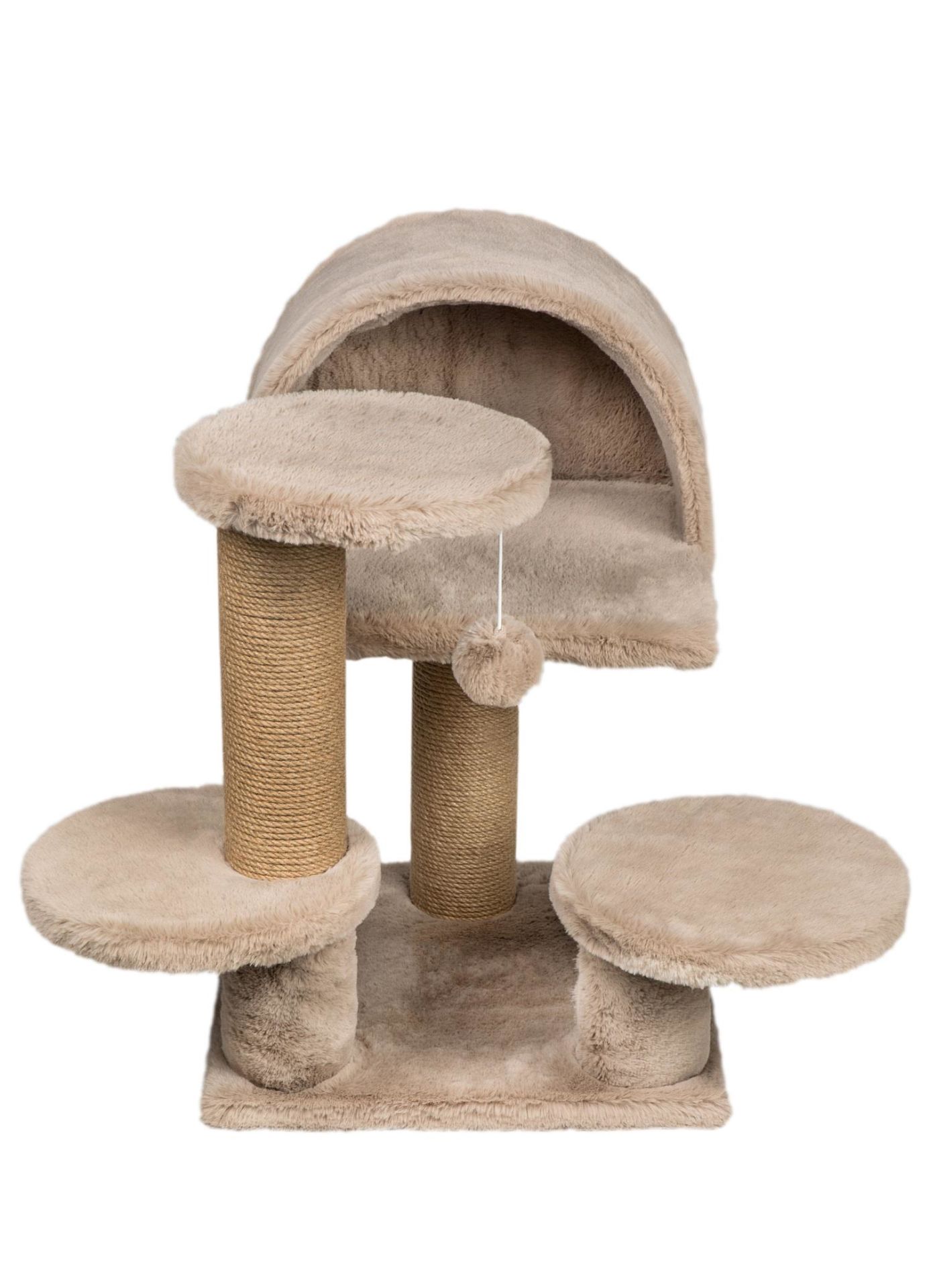 Dubex 63x63x55 cm Kedi Oyun Evi ve Tırmalama Platformu Bej