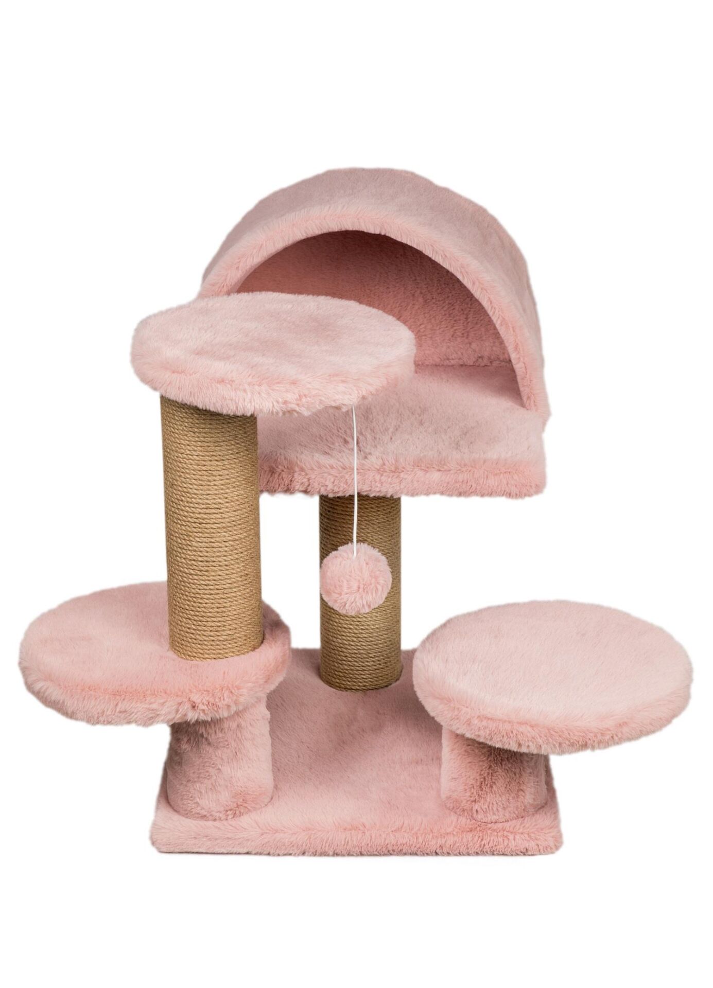Dubex 63x63x55 cm Kedi Oyun Evi ve Tırmalama Platformu Pembe