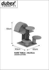 Dubex 63x63x55 cm Kedi Oyun Evi ve Tırmalama Platformu Gri