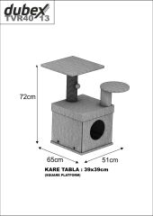 Dubex 65x51x72 cm Kedi Oyun Evi ve Tırmalama Platformu Bej